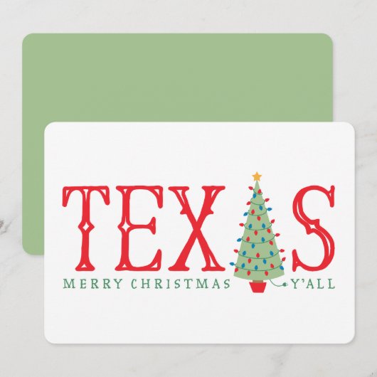 Texas Merry Christmas Tree Kaart of Uitnodiging (Voorkant / Achterkant)