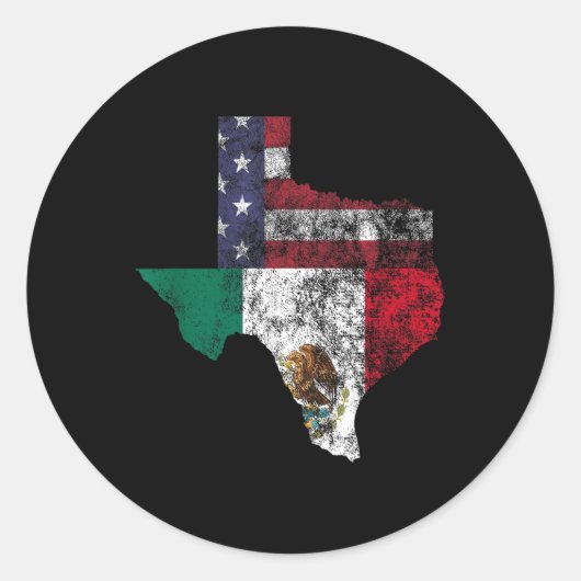 Texas Mexico Amerikaanse Vlag Cinco de Mayo Mexica Ronde Sticker (Voorkant)