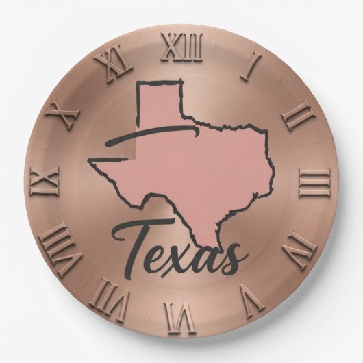 Texas Minimalist Copper Map Papieren Bordje (Voorkant)