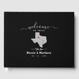 Texas Minimalist Texaanse kaart Bruiloft Welkom Gastenboek
