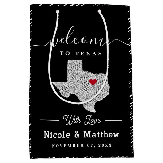 Texas Minimalist Texaanse kaart Bruiloft Welkom Medium Cadeauzakje (Voorkant)