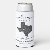Texas Minimalist Texaanse kaart Bruiloft Welkom Seltzer Blikjeskoeler (Seltzer Achterkant)