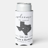 Texas Minimalist Texaanse kaart Bruiloft Welkom Seltzer Blikjeskoeler (Seltzer Voorkant)