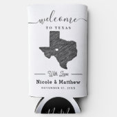 Texas Minimalist Texaanse kaart Bruiloft Welkom Seltzer Blikjeskoeler (Voorkant)