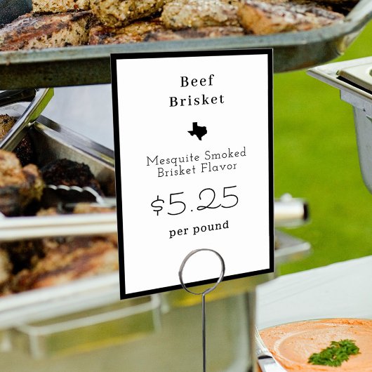 Texas Minimalistisch Modern Food Name Kaart