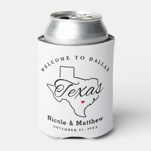 Texas minimalistische bruiloft welkom blikjeskoeler (Blikje Voorkant)