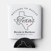 Texas minimalistische bruiloft welkom blikjeskoeler (Achterkant)