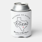 Texas minimalistische bruiloft welkom blikjeskoeler (Blikje Achterkant)