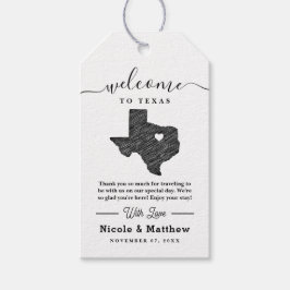 Texas minimalistische bruiloft welkom cadeaulabel