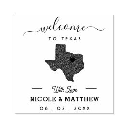 Texas minimalistische bruiloft welkom rubberstempel