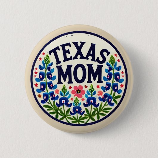 Texas Mom Moederdag texas Bluebonnets Ronde Button 5,7 Cm (Voorkant)