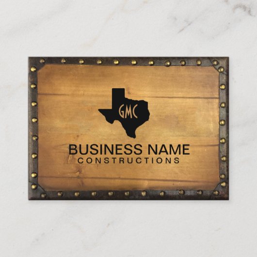 Texas Monogram Logo  Leder & Hout Visitekaartje (Voorkant)