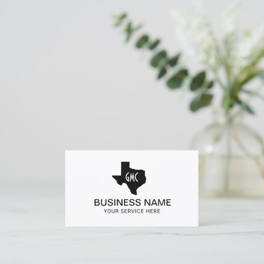 Texas Monogram Logo Plain Minimalist Visitekaartje (Staand voorkant)
