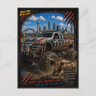 Texas Monster Truck Off Road Kunst Briefkaart