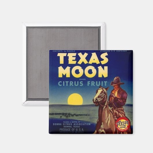 Texas Moon Citrus Fruit Crate Label Magneet (Voorkant / Achterkant)