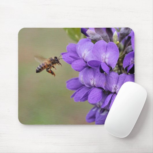 Texas Mountain Laurel Bee in Flight Muismat (Met muis)