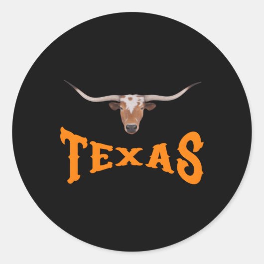 Texas naam met Longhorn Sr's hoofd Ronde Sticker (Voorkant)