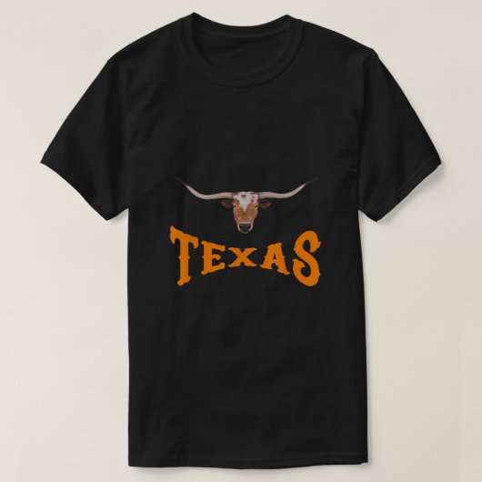 Texas Name with Longhorn Steers Head T-shirt (Design voorkant)