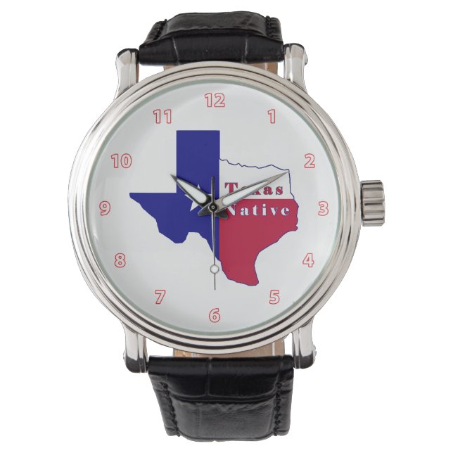 Texas Native Flag Map Horloge (Voorkant)