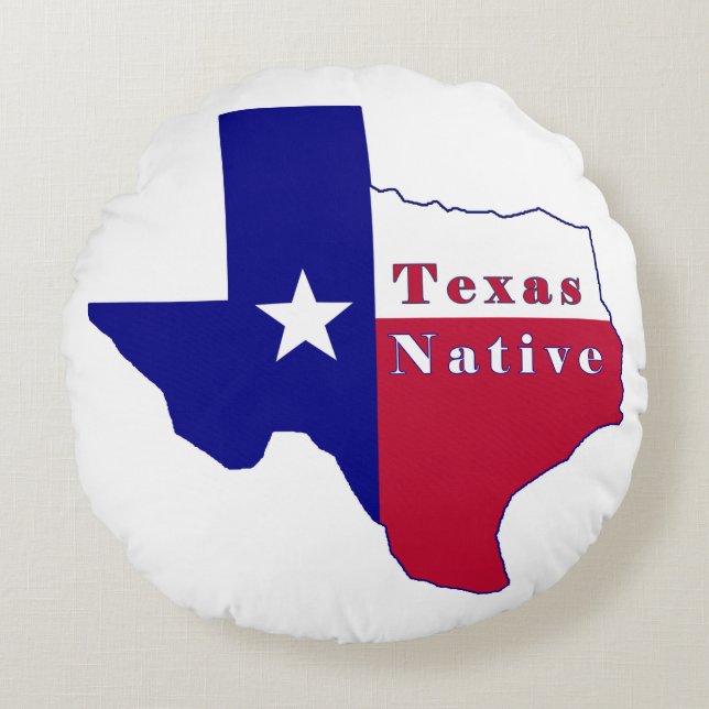 Texas Native Flag Map Rond Kussen (Voorkant)