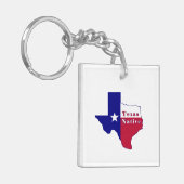 Texas Native Flag Map Sleutelhanger (Voorkant Links)