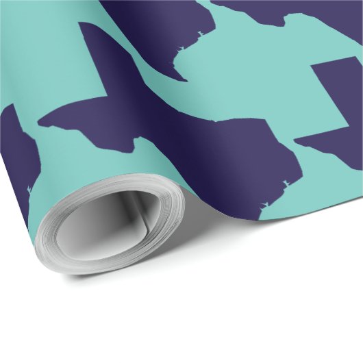 Texas Navy and Turquoise Wrapping Paper Cadeaupapier (Rol Hoek)