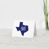 Texas Navy Wit 3 Initiaal Vine Monogram DIY BG Bedankkaart (Voorkant)