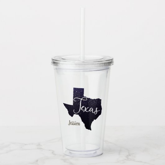 Texas Night Stars State Shape Acryl Drinkbeker (Voorkant)