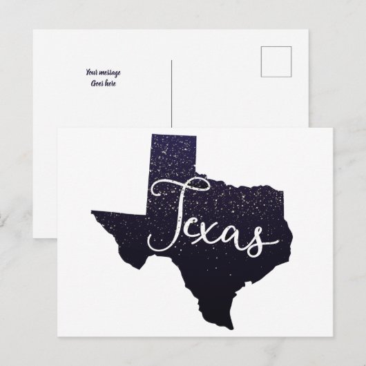 Texas Night Stars State Shape Briefkaart (Voorkant / Achterkant)