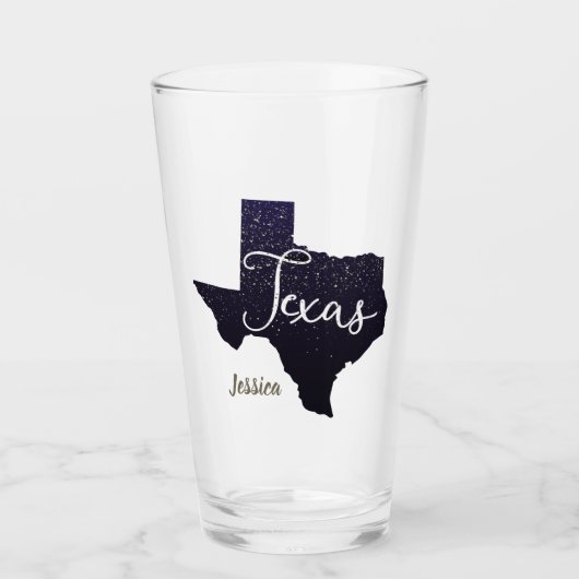 Texas Night Stars State Shape Glas (Voorkant)