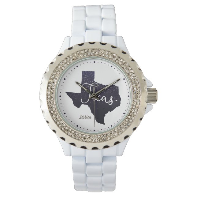 Texas Night Stars State Shape Horloge (Voorkant)