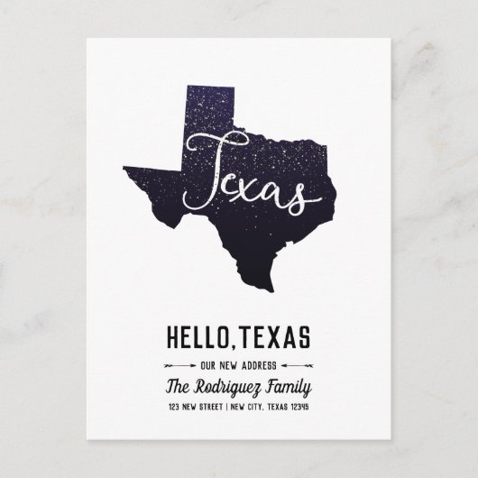 Texas Night Stars State Shape Moving Announement Aankondigingskaart (Voorkant)