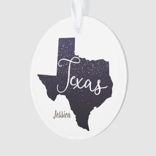 Texas Night Stars State Shape Ornament (voorkant)