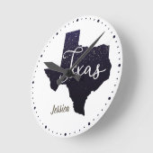 Texas Night Stars State Shape Ronde Klok (Hoek)