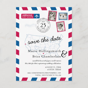 Texas Northern California Airmail Save the Date Aankondigingskaart
