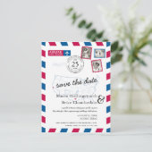 Texas Northern California Airmail Save the Date Aankondigingskaart (Staand voorkant)