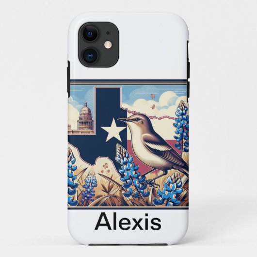 Texas Northern Mockingbird en Bluebonnet Flower Case-Mate iPhone Case (Achterkant)
