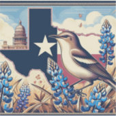 Texas Northern Mockingbird en Bluebonnet Flower Sticker (Voorkant)