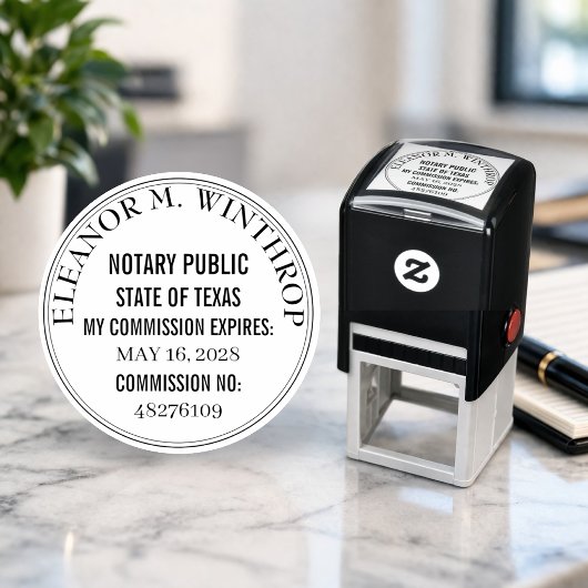 Texas Notary Public Round  Zelfinktende Stempel