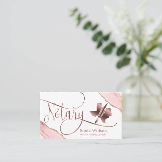 Texas Notional Loan Signing Agent Modern Blush Pin Visitekaartje (Staand voorkant)