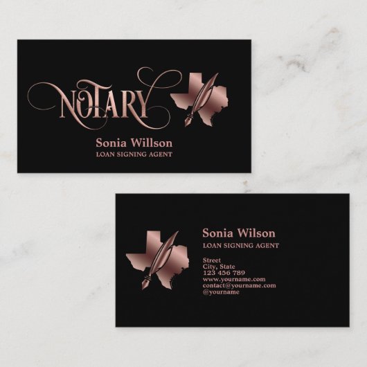 Texas Notional Loan Signing Agent Modern Blush Pin Visitekaartje (Voorkant / Achterkant)
