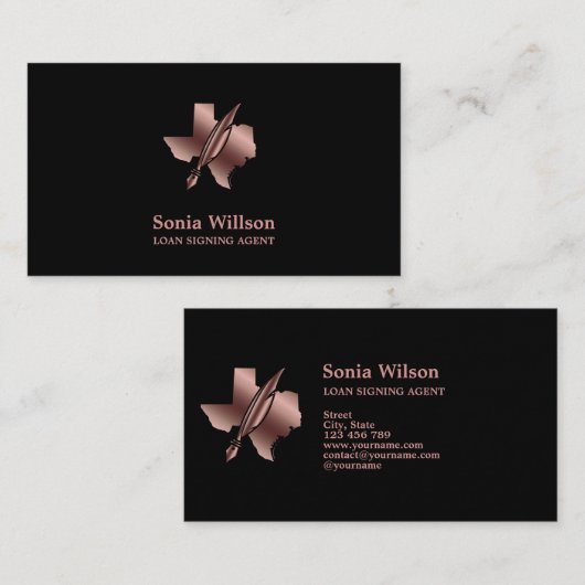Texas Notional Loan Signing Agent Modern Blush Pin Visitekaartje (Voorkant / Achterkant)