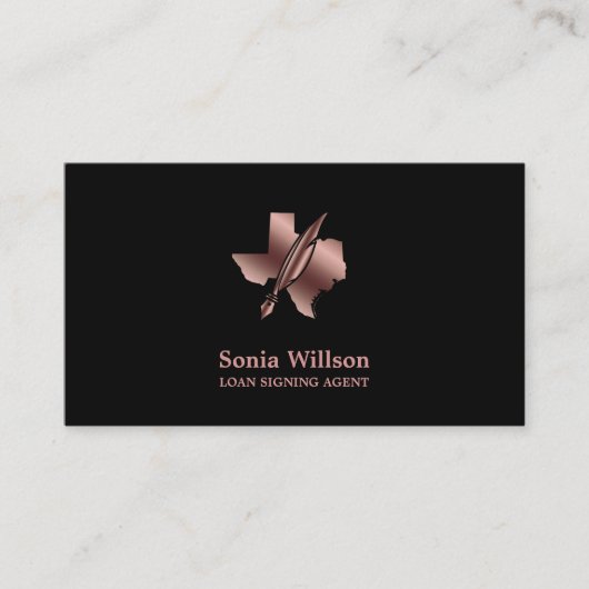 Texas Notional Loan Signing Agent Modern Blush Pin Visitekaartje (Voorkant)