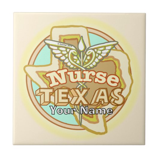 Texas Nurse Caduceus Tile Tegeltje (Voorkant)