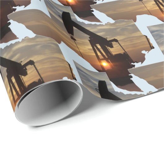 Texas Oil Pump Jack op Sunset Gift Wrapping Paper Cadeaupapier (Rol Hoek)