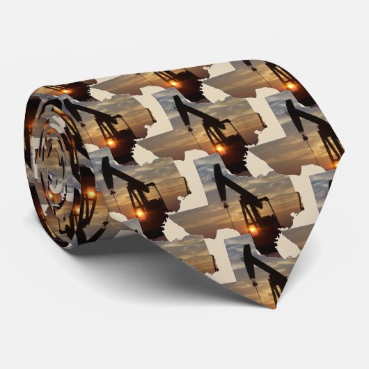 Texas Oil Pump Jack op Sunset Stropdas (Opgerold)