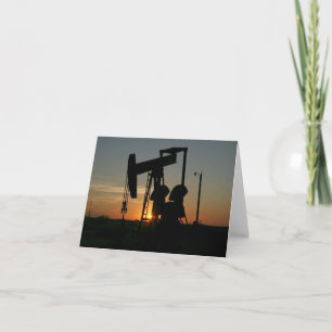 Texas Oil Pumpjack Silhouette bij Sunset Kaart