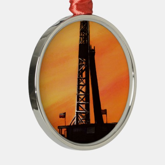 Texas Oil Rig Metalen Ornament (Rechts)