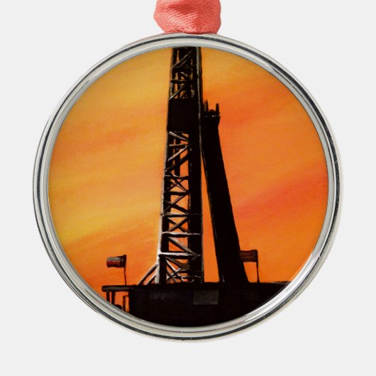 Texas Oil Rig Metalen Ornament (Voorkant)