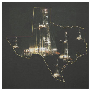 Texas Oil Rig Night Print Fabric 9-inch vierkant Stof